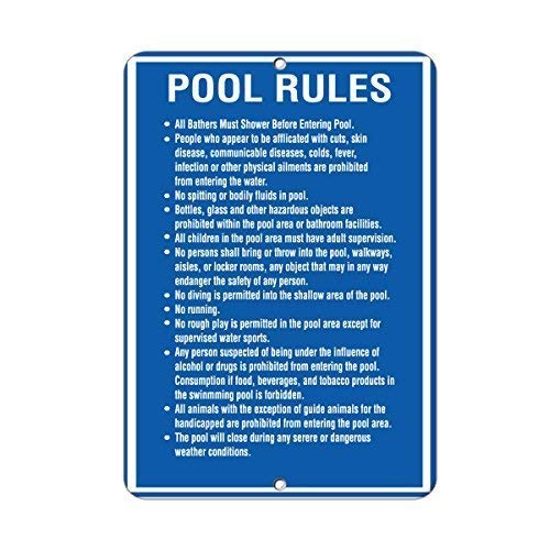 Lilyanaen Pool Rules Metal Sign - 12