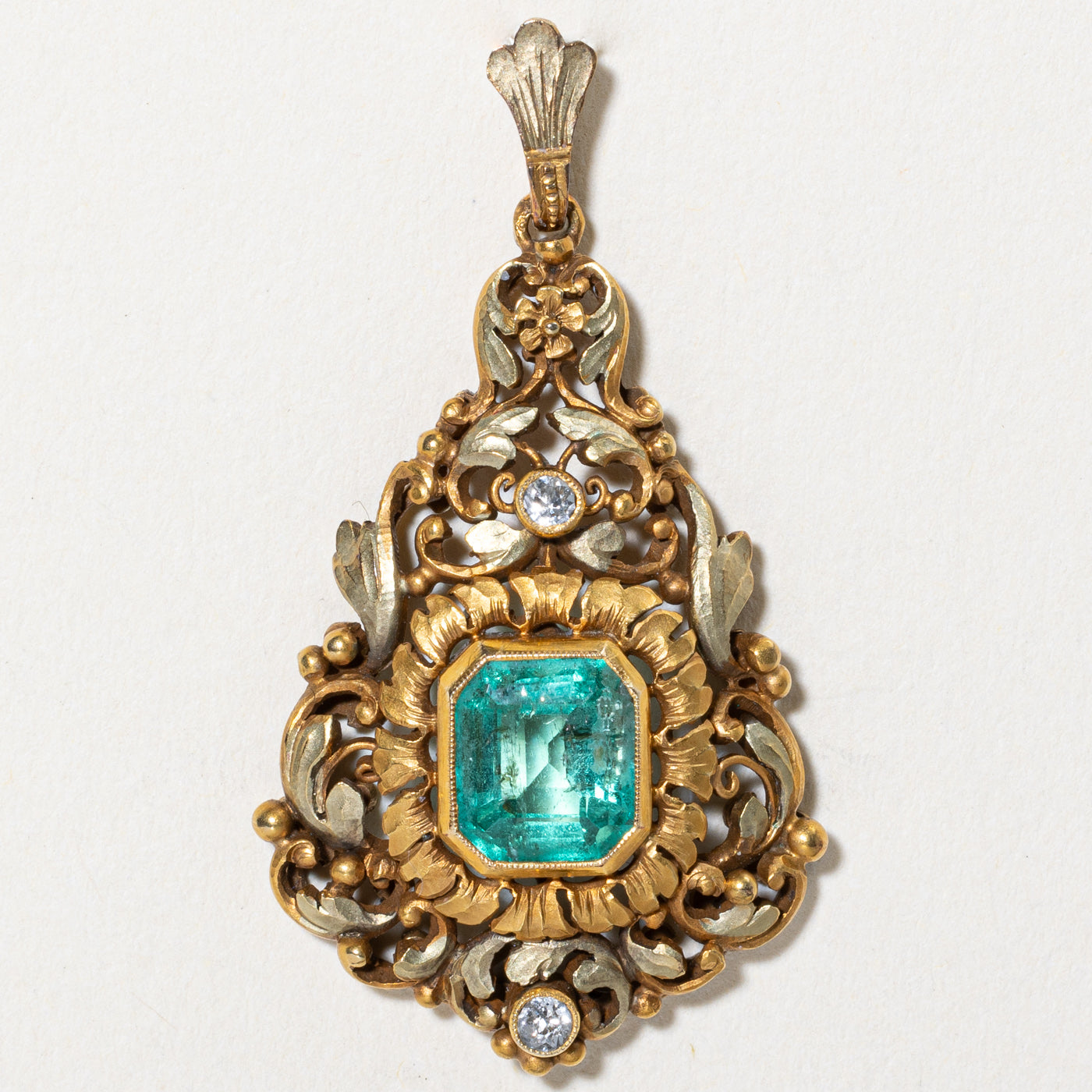 Vintage Emerald and Diamond Pendant & Earring Set - 3.71ctw Emerald, 0.19ctw Diamonds | Elegant Jewelry for Weddings, Anniversaries & Special Occasions
