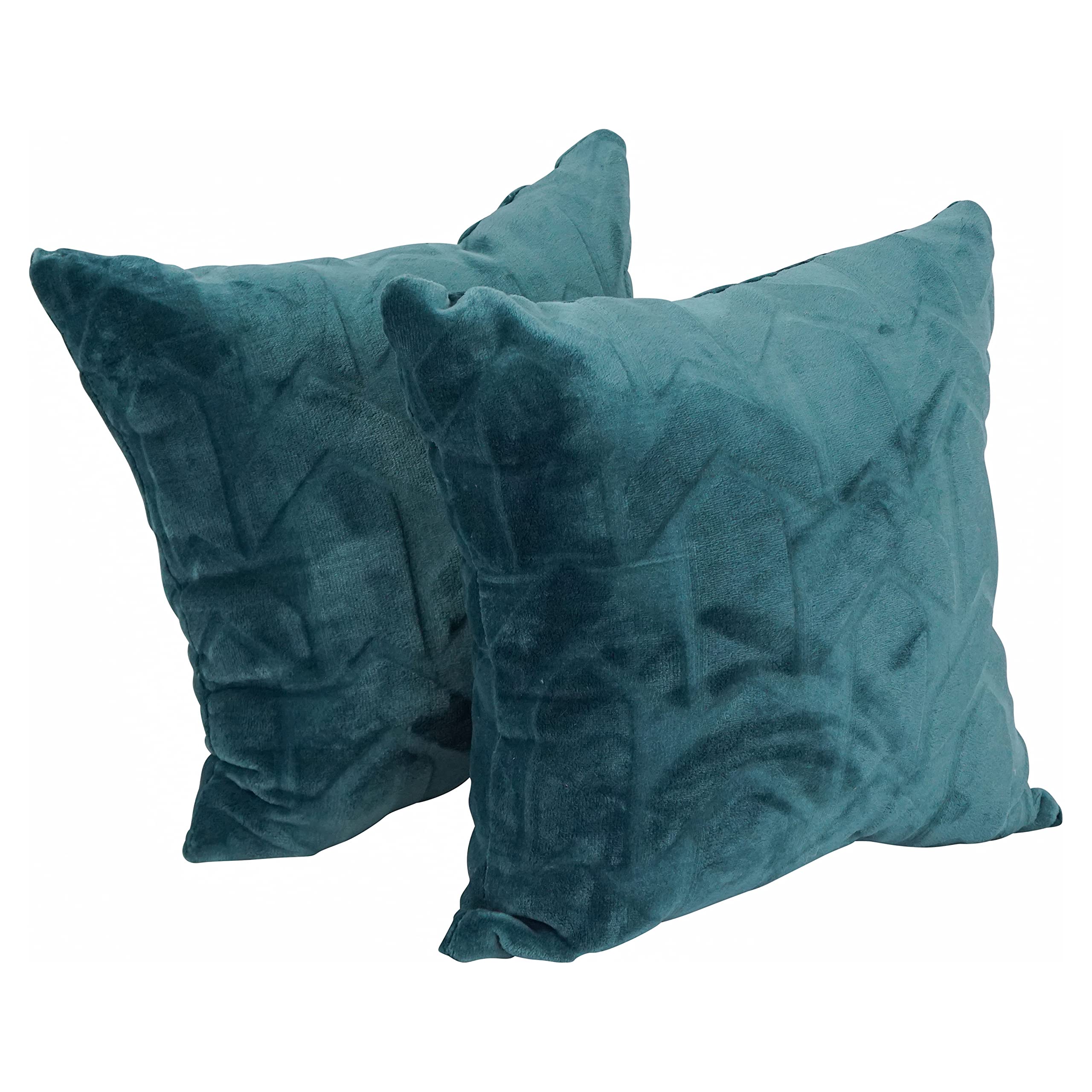Blazing Needles 17-inch Square Faux Fur Throw Pillows - Set of 2 in Agora Teal - Soft Decorative Couch Pillows for Living Room, Bedroom & Home Decor