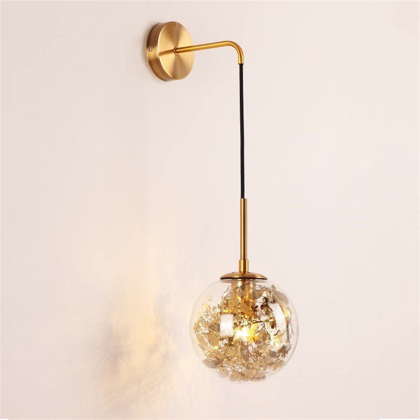 Nordic Style LED Wall Light - Gold Glass Ball Indoor Wall Sconce for Bedroom, Staircase & Mirror Lighting | Dimmable Modern Home Decor Fixture | Perfect for Living Room, Hallway & Cozy Ambiance