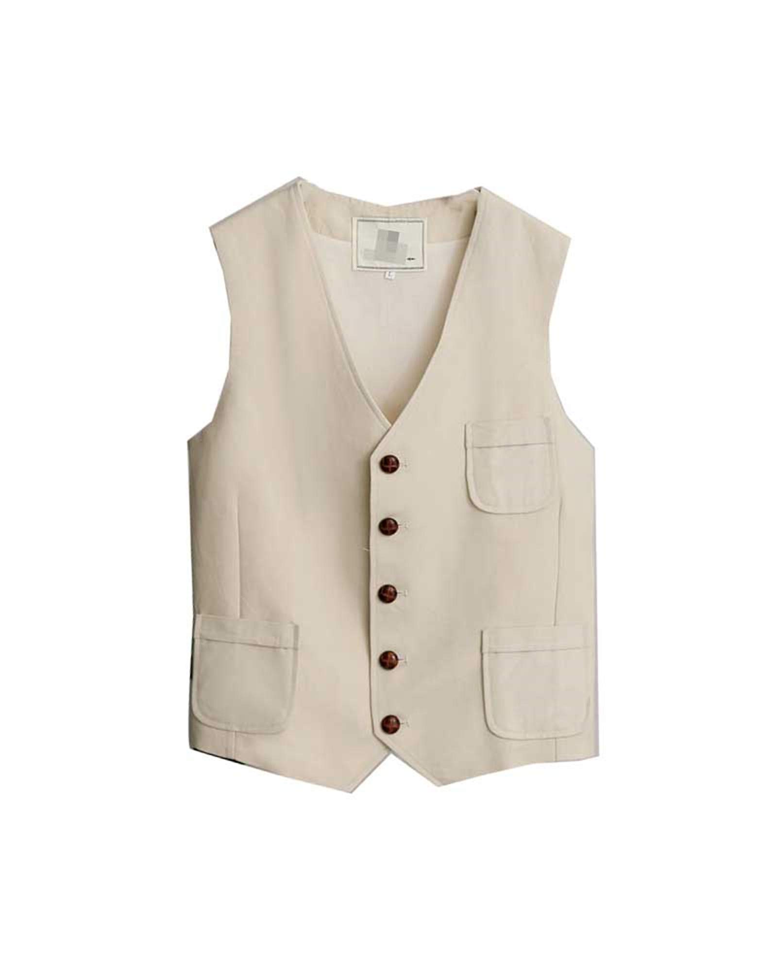 Men's Plus Size Linen Cotton Casual Vest - Retro Waistcoat with Front Pocket, Slim Fit Blazer Vest for Business Casual & Wedding Attire | Perfect for Office, Parties & Formal Events