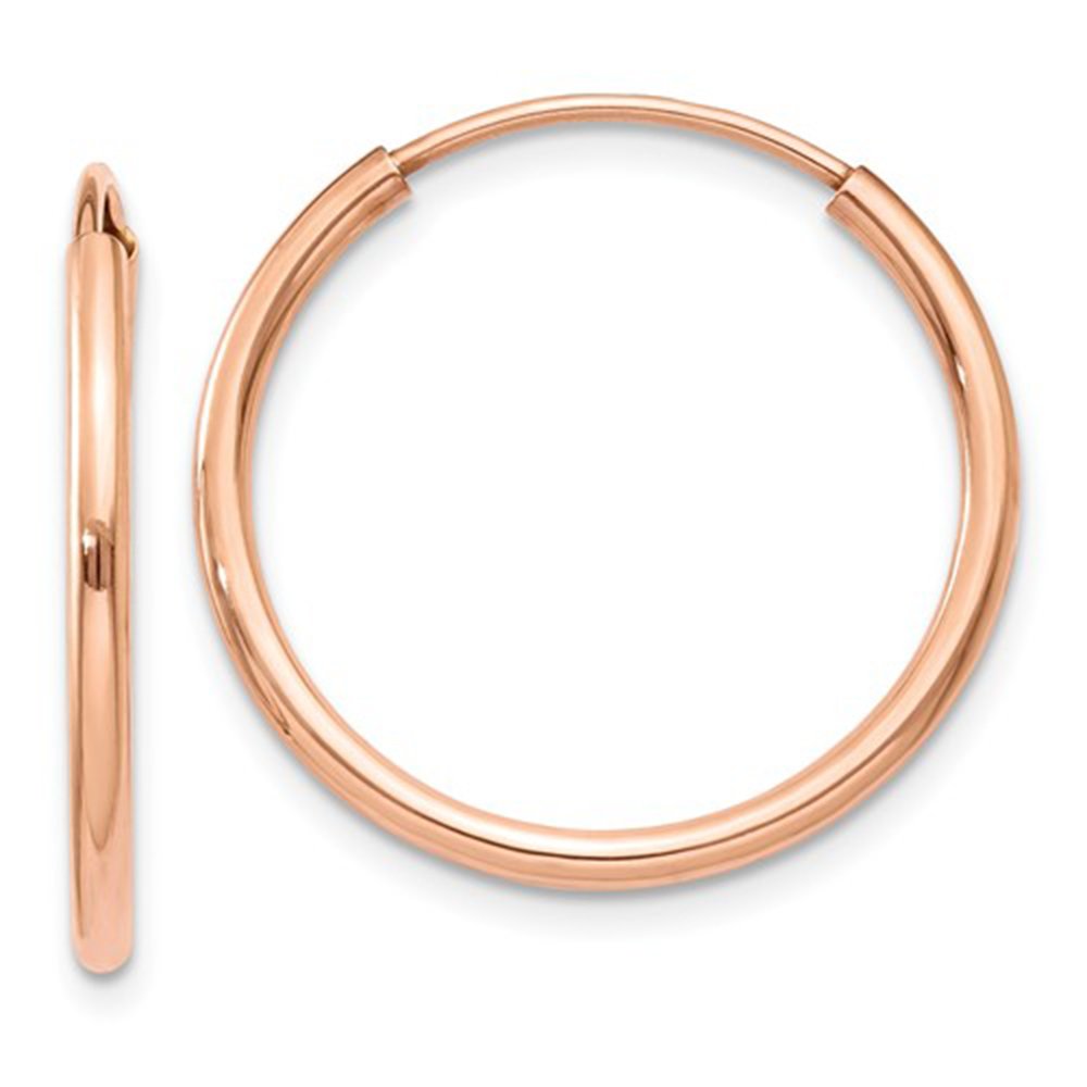 14K Rose Gold Continuous Endless Hoop Earrings - 1.5mm Thin Tube Design for Women | Perfect for Everyday Wear, Date Night & Special Occasions