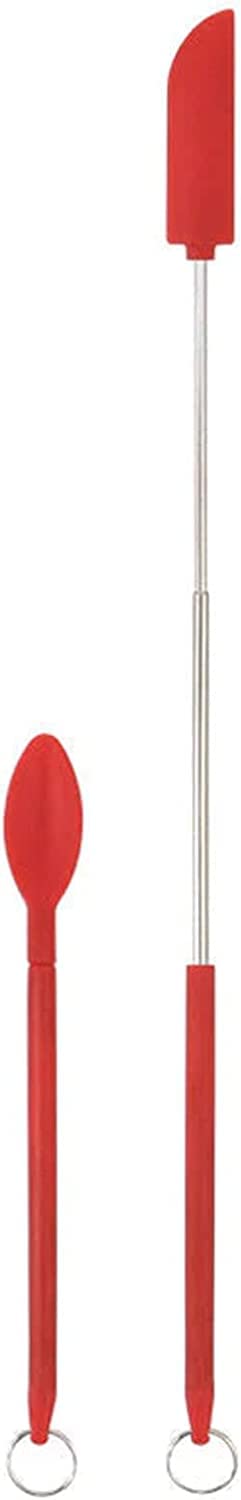 Mini Silicone Telescoping Spatula Set - Reusable Double-Headed Small Kitchen Spatula for Cooking, Baking & Beauty Products - Perfect for Jars, Bottles & Tiny Pots