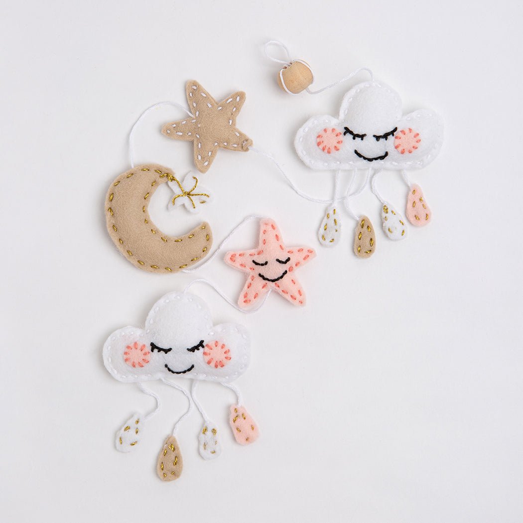 DIY Cloud Garland Felt Craft Kit for Kids - Creative Home Decor & Party Decoration - Perfect for Nursery, Baby Shower, Birthday Party Decorations