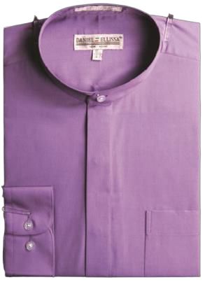 Daniel Ellissa Banded Collar Shirt with Convertible Cuff DS3001C in Lavender | Formal & Casual Wear for Office, Parties & Special Occasions