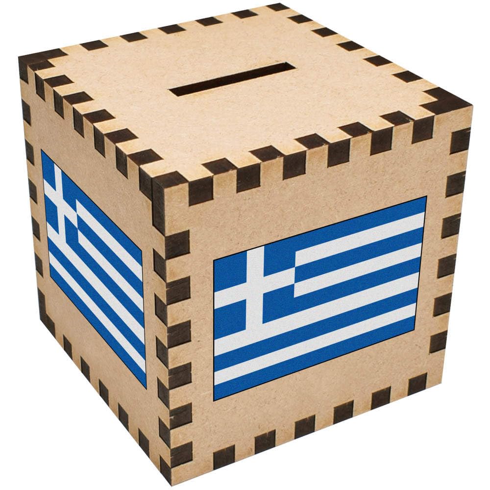 Greek Flag Money Box - Piggy Bank for Savings & Collectibles | Perfect for Kids, Travel Souvenirs & Patriotic Decor (MB00073421)