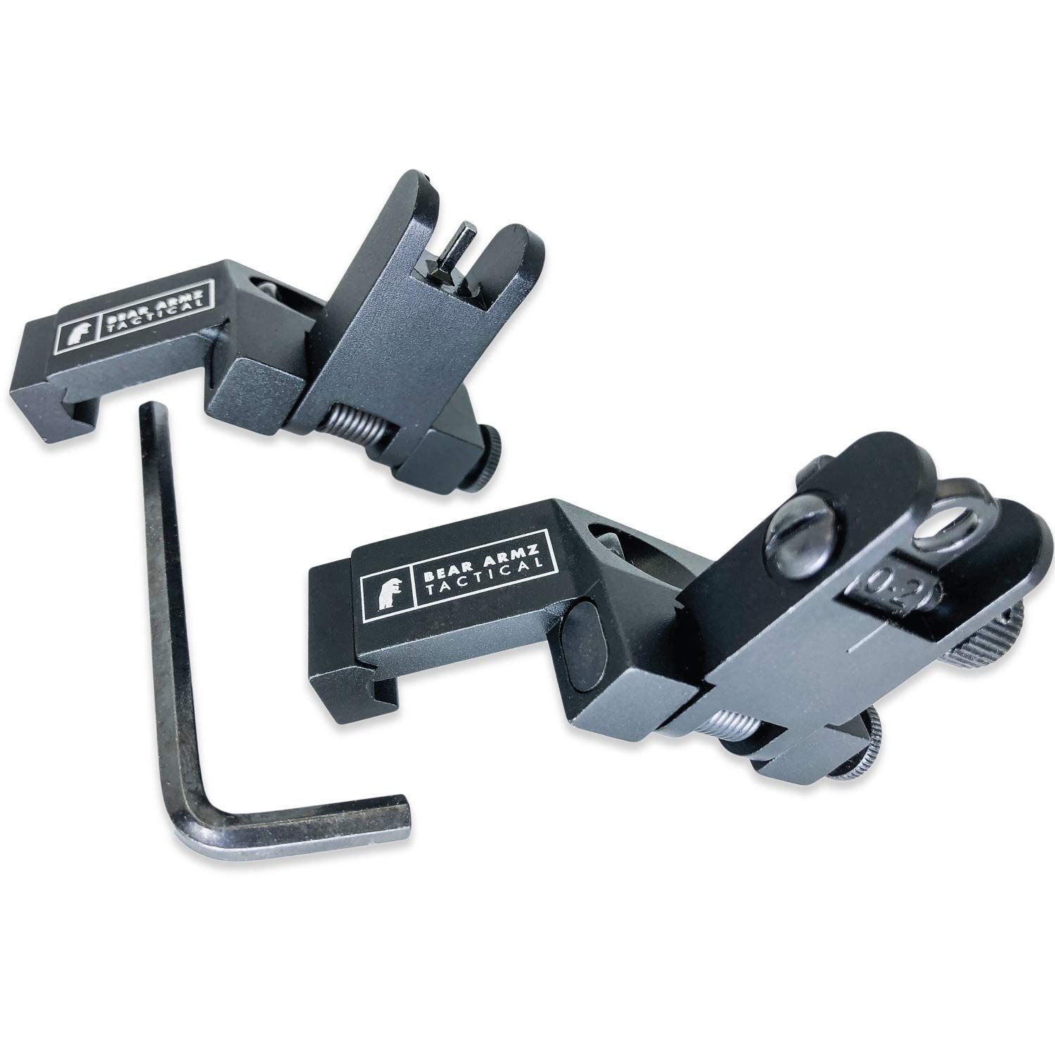 45 Degree Offset Flip Up Iron Sights - Spring Loaded BUIS for Picatinny/Weaver Rails - Fast Transition Front & Rear Backup Sights for AR15, Tactical Rifles & Hunting - Made in USA | Perfect for Close Quarters Combat & Low Light Shooting