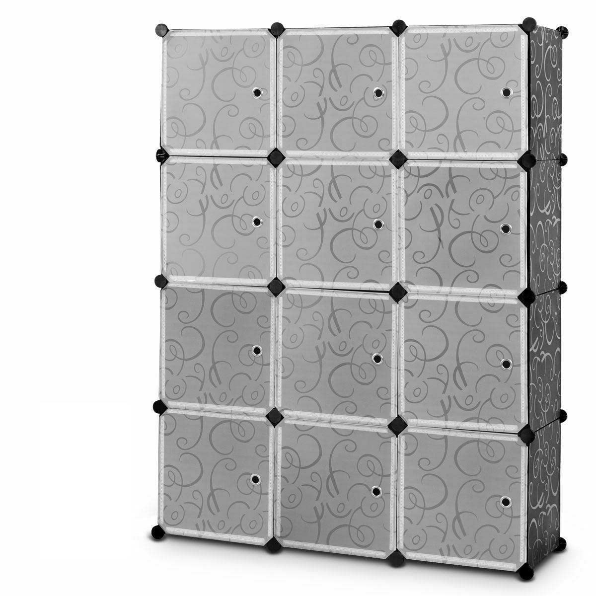 12-Cube Portable Closet Organizer with Doors - Wardrobe Storage Cabinet for Clothes, Shoes & Toys | Space-Saving Bathroom & Bedroom Storage Solution for Home Organization