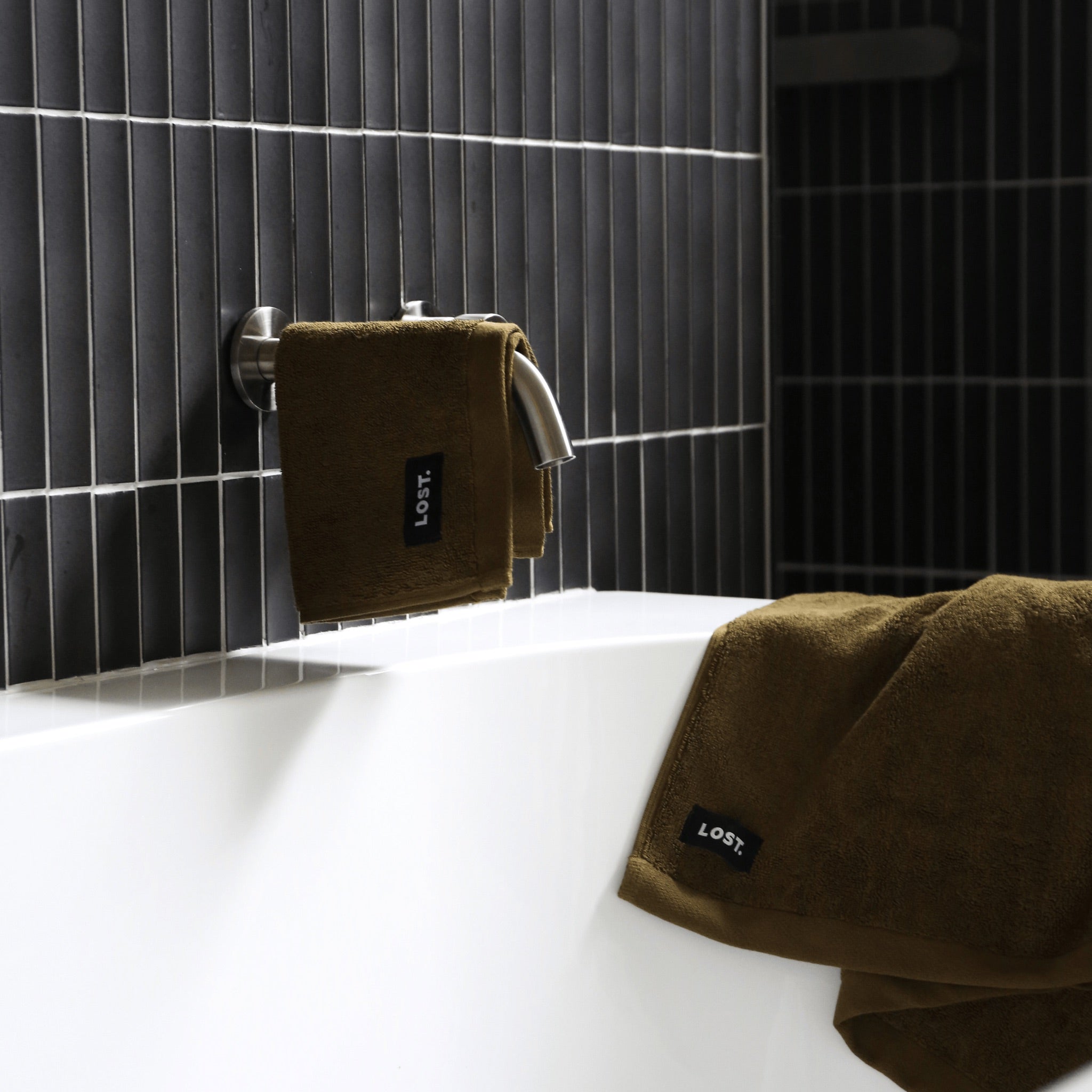 LOST TOWELS Premium 30x30cm Face Towel - Soft & Absorbent Khaki Washcloth for Skincare, Makeup Removal & Spa Use at Home