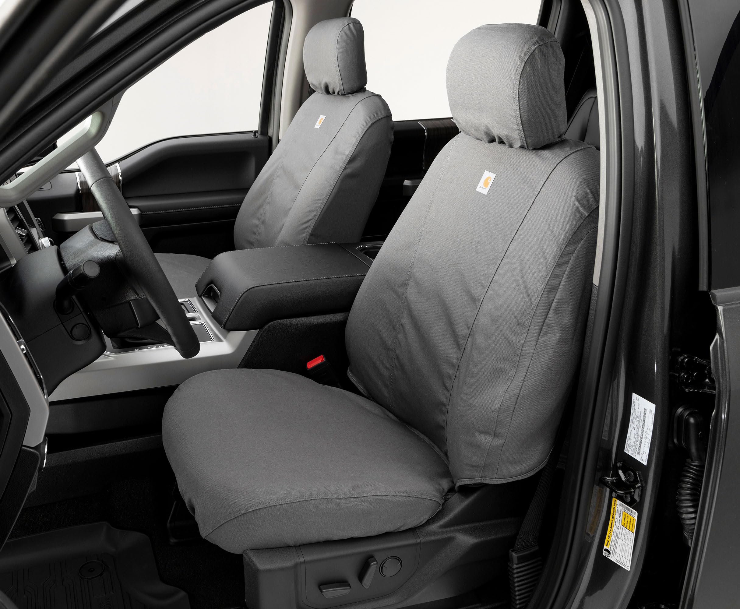 Covercraft Carhartt SeatSaver Custom Seat Covers for 2016-2023 Toyota Tacoma - 1st Row Bucket Seats, Durable Duck Weave Gravel Fabric | Waterproof & Anti-Slip Protection | Perfect for Off-Roading, Work Trucks & Outdoor Adventures