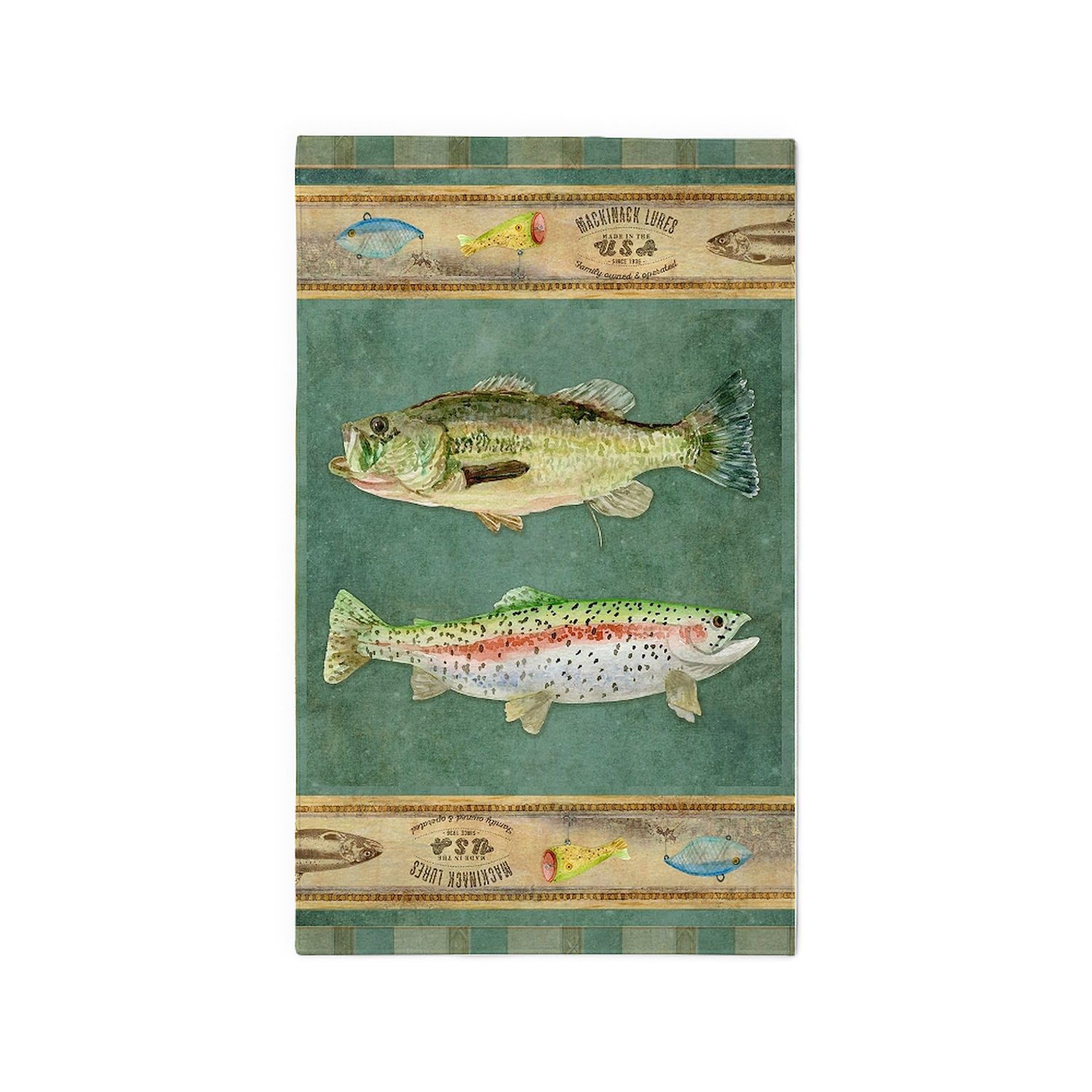 Fishing Cabin Lake Lodge Plaid Decor Area Rug - Non-Slip Fabric Throw Rug for Living Room, Cabin, or Lodge Decor - Perfect for Cozy Home & Outdoor Spaces