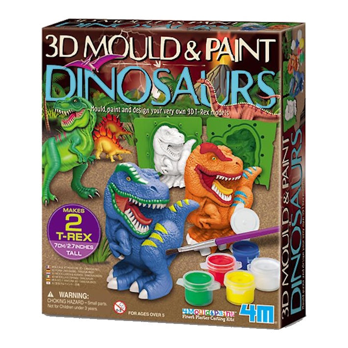 3D Mold & Paint Dinosaurs Kit - DIY Dinosaur Figures for Kids, Creative Arts & Crafts Activity for Home, School, and Birthday Parties