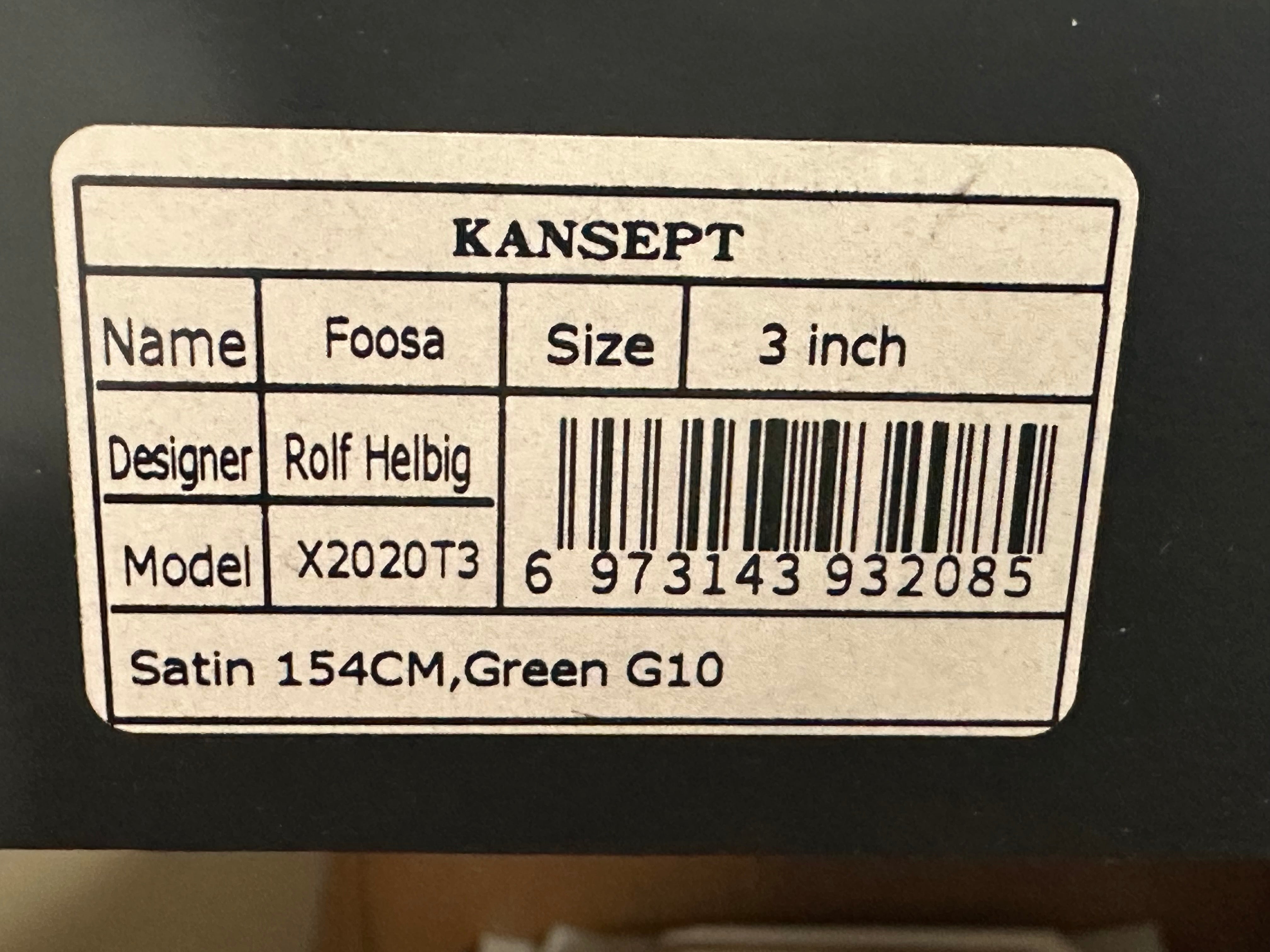 KANSEPT FOOSA Folding Pocket Knife - OD Green G10 Handle, 154CM Plain Edge Blade - EDC, Camping, Hiking & Outdoor Survival Tool