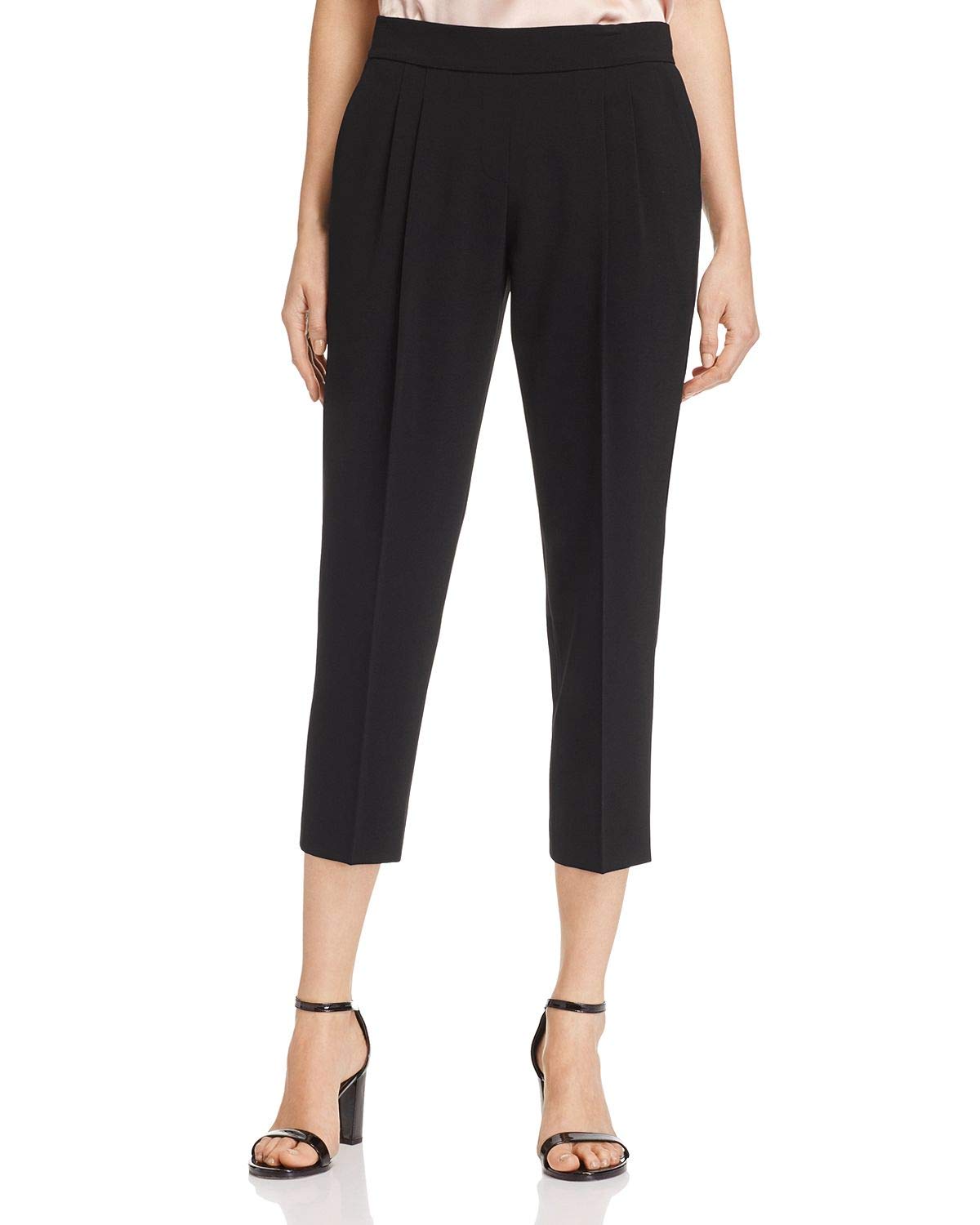 DYLAN GRAY Women's Stretch Gathered Waist Cropped Pull On Dress Pants - Comfortable Office Work & Business Casual Trousers for Professional Women