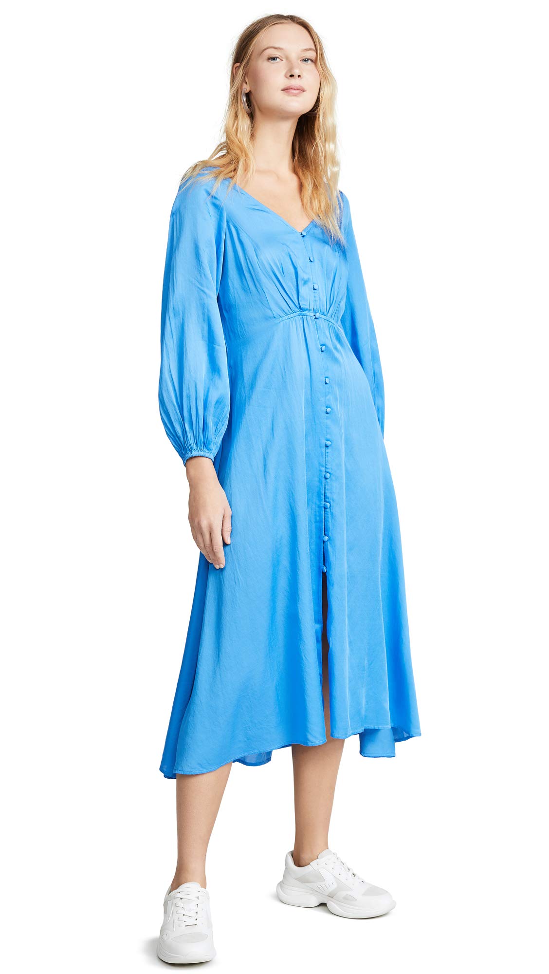 Free People Women's Later Days Midi Dress - Boho Floral Print Long Sleeve Vintage Style for Casual Outings, Date Nights & Music Festivals