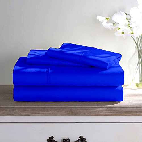 Luxury 600-Thread-Count Egyptian Cotton Sheet Set - 100% Super Soft, Cooling & Breathable 4-Piece Bedding for Deep Pockets (Fits Up to 28