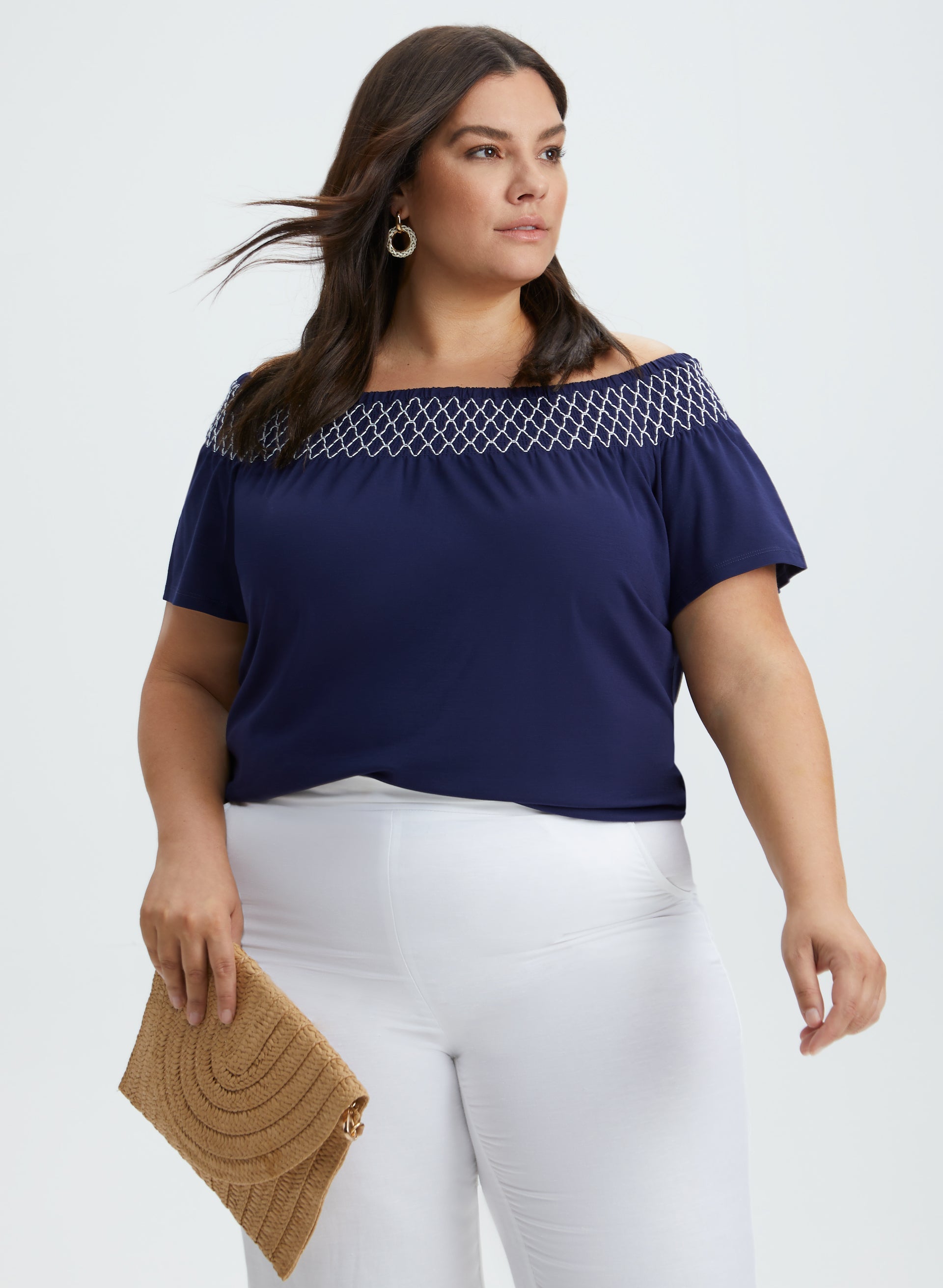 Embroidered Off the Shoulder T-Shirt for Women - Floral Summer Casual Top - Perfect for Beach, Vacation & Date Nights