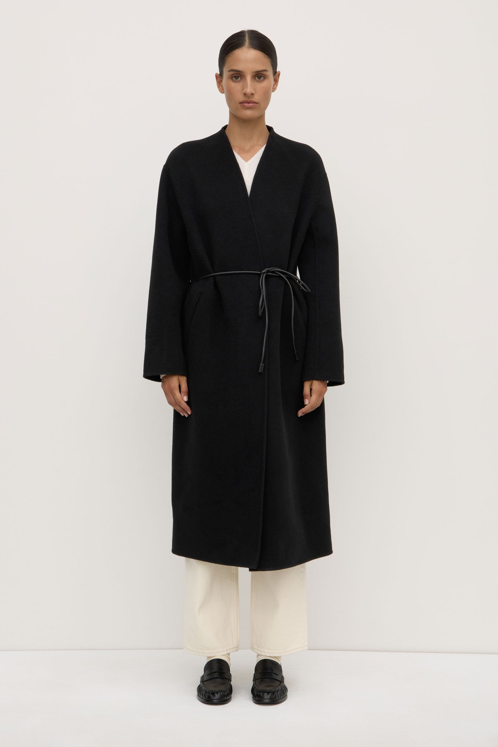 Premium Rhea Wool Coat for Women - Warm Winter Black Coat with Belt - Stylish Outerwear for Office, Travel & Special Occasions