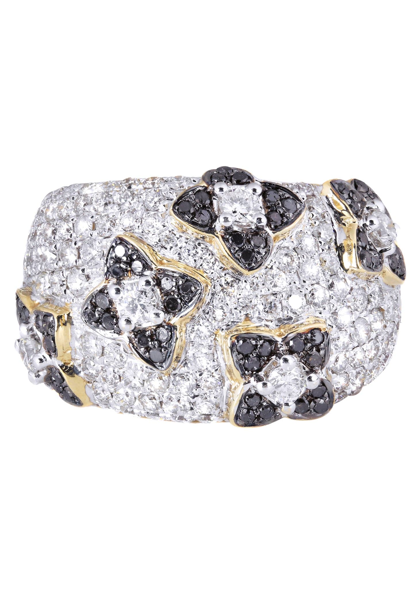 14K Gold Black Diamond Cocktail Ring for Women - 1.89 Carat Genuine Diamond, 10.85 Grams - Elegant Evening Party & Wedding Jewelry Gift