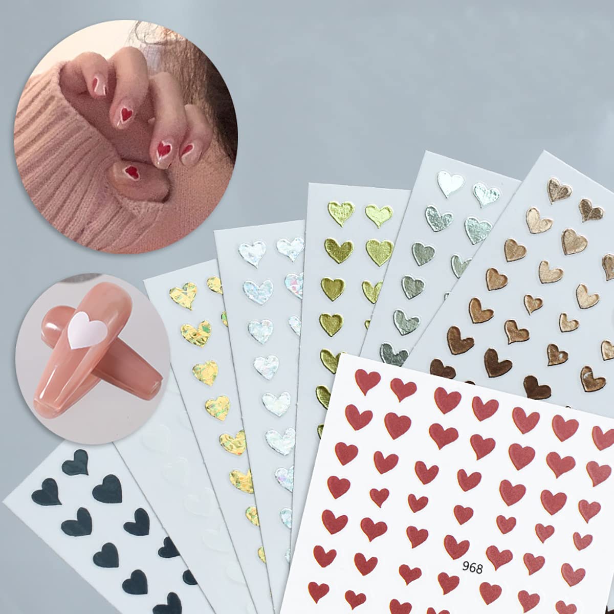 Valentine's Day 3D Nail Stickers - Heart Nail Art for Women & Girls DIY Manicure