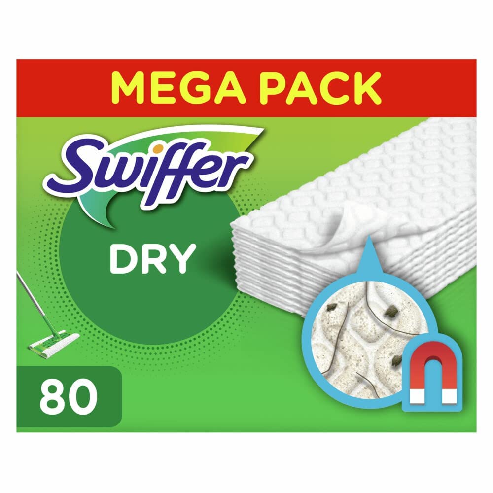 Swiffer Dust Catcher Mop Refills - 16 Count Dry Sweeping Cloths for Hardwood Floors & Tile - Dust Trapping Cleaning Pads for Quick & Easy Floor Cleaning - Perfect for Pet Hair, Dust & Debris Removal