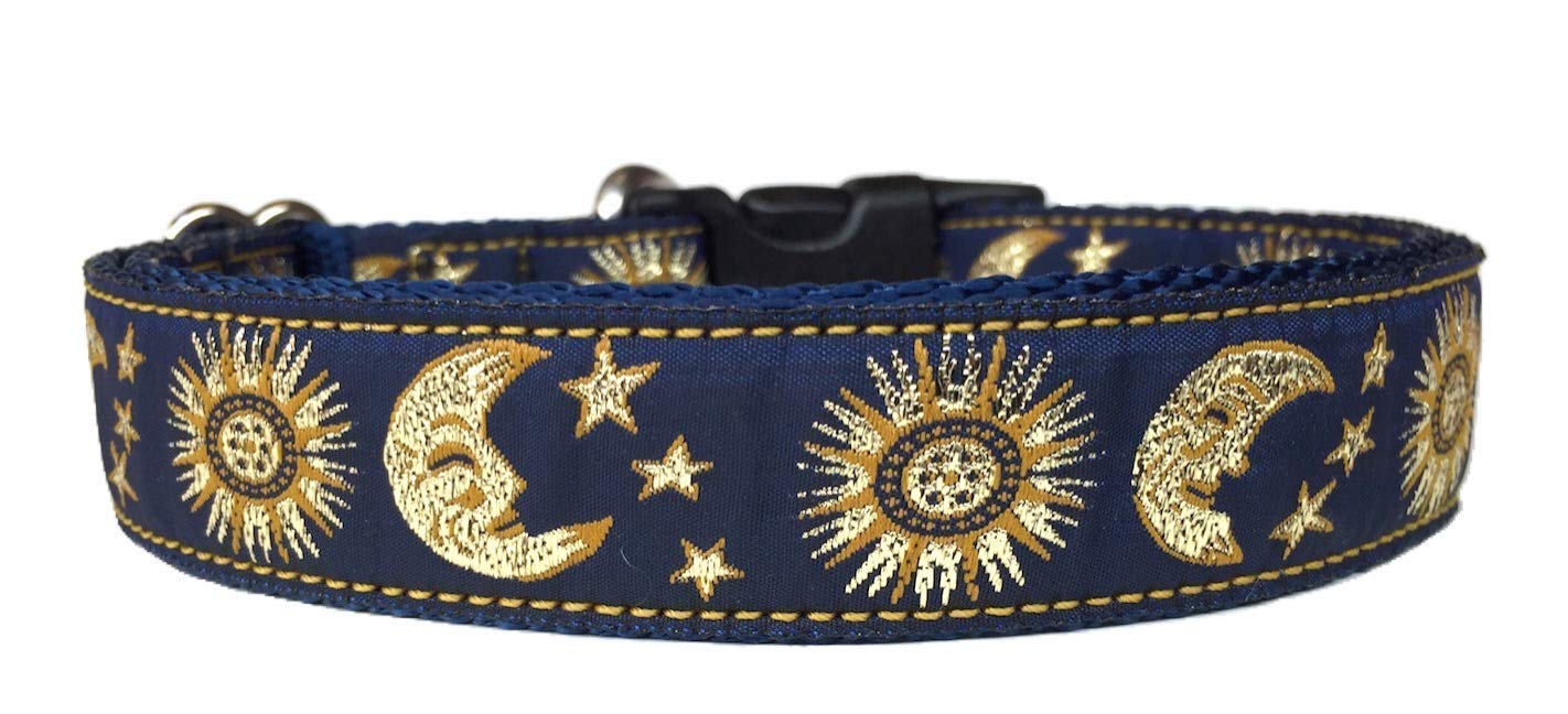 Sun and Moon Dog Collar for Medium to Large Dogs | Handmade in USA | Adjustable Pet Collar for Daily Walks, Training & Outdoor Adventures