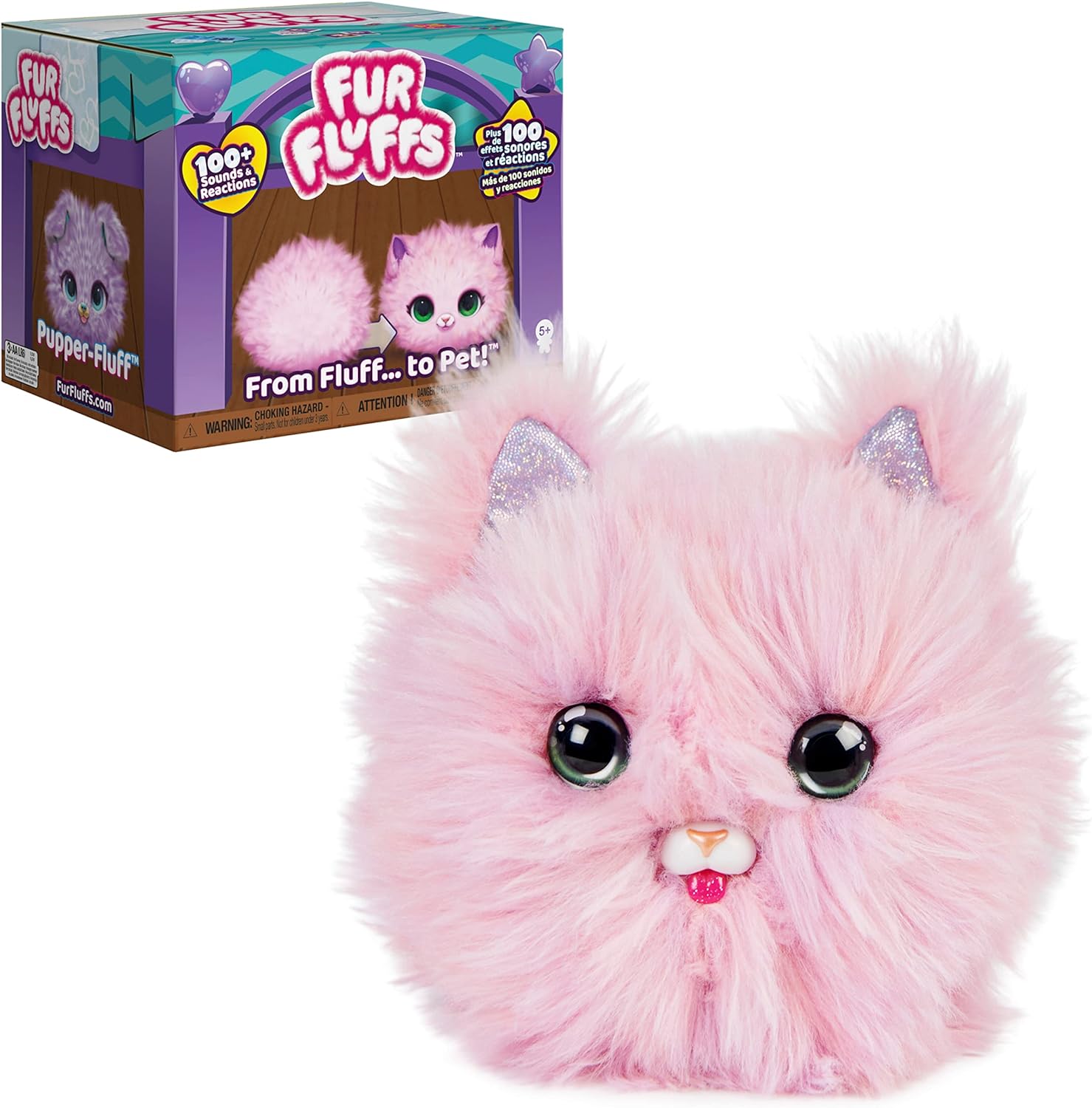 Pur 'n Fluff Pink Cat Fur Fluff - Soft & Fluffy Cat Grooming Brush for Long & Short Hair - Gentle Deshedding Tool for Cats & Kittens - Perfect for Home Pet Grooming & Shedding Control
