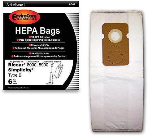 Riccar Style B HEPA Media Bags - 6 Pack (EVCA846) | Premium Replacement Vacuum Bags for Riccar Vacuums | Ideal for Allergy Sufferers & Pet Owners