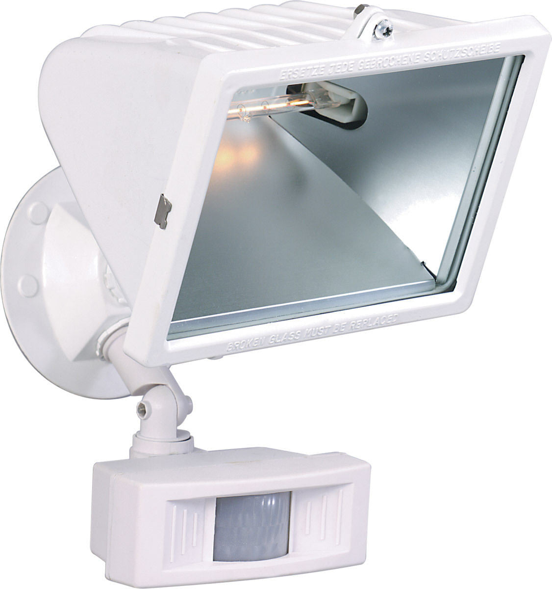 Nuvo Lighting 76 508 White Outdoor Motion Sensor Halogen Flood Light - Perfect for Driveway, Garden & Security Lighting