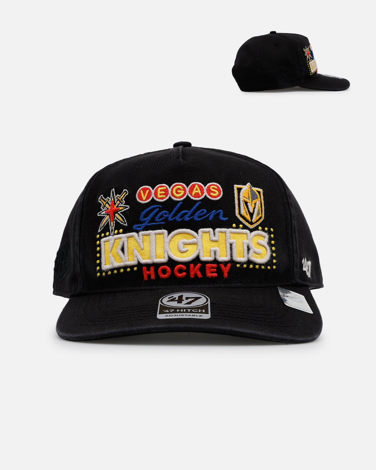 47 Brand Vegas Golden Knights NHL Trophy Case Premium Hitch Snapback Hat - Black Adjustable Baseball Cap for Men & Women - Perfect for Sports Fans, Game Day & Casual Wear