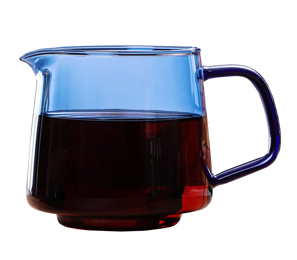 Premium FUYU High Borosilicate Glass Coffee Pot - Heat Resistant Colorful Milk Creamer & Coffee Pitcher for Pour Over, Latte Art & Iced Coffee Brewing