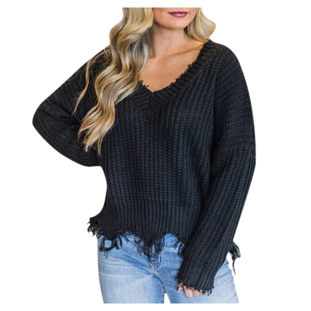 Vedolay Women's Casual V-Neck Knit Pullover Sweater - Oversized Jumper Blouse for Fall & Winter | Cozy Fashion Top for Work, Date Night & Everyday Wear