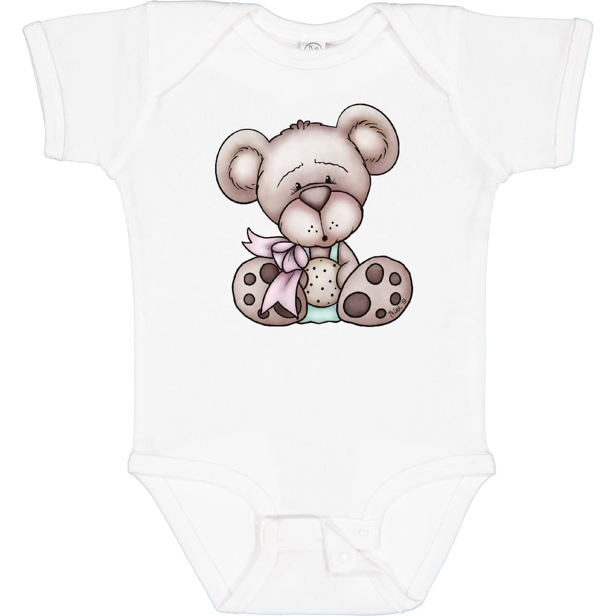 Inktastic Adorable Teddy Bear with Cookie Print Baby Bodysuit - Soft & Comfortable Onesie for Newborns, Infants & Toddlers - Perfect for Playtime, Photo Shoots & Everyday Wear