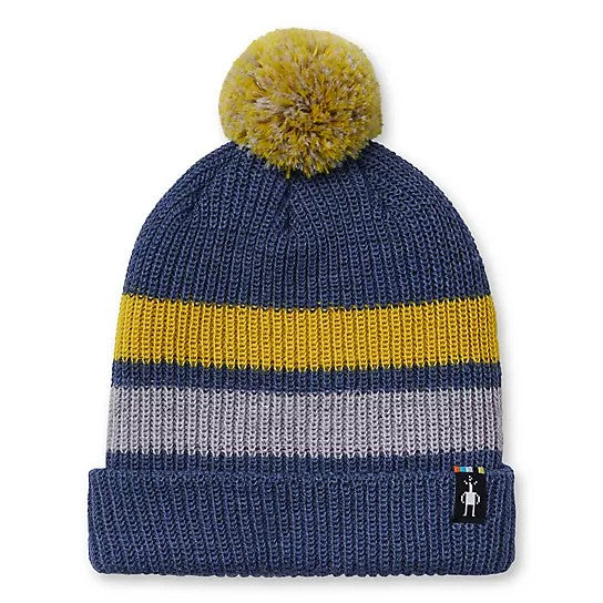 Smartwool Alpine Blue Heat Stripe Pom Beanie - Warm Winter Hat for Men & Women - Perfect for Skiing, Snowboarding & Outdoor Activities