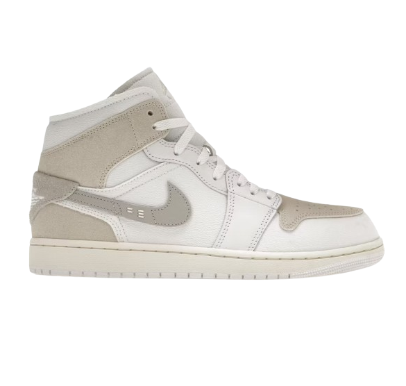 Nike Air Jordan 1 Mid SE Craft Men's Basketball Shoes - White/Orewood Brown/Tech Grey/Sail - Premium Leather Sneakers for Casual Wear, Street Style & Sports Performance