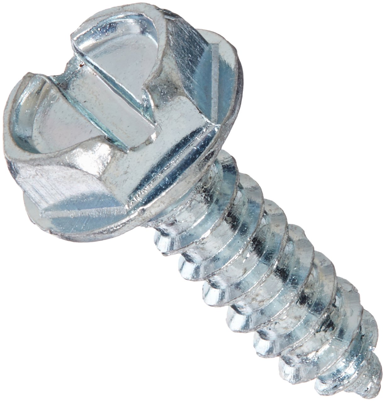 Small Parts 1010ABSW Zinc Plated Steel Sheet Metal Screws, Hex Washer Head, Slotted Drive, Type AB, #10-16 Thread, 5/8