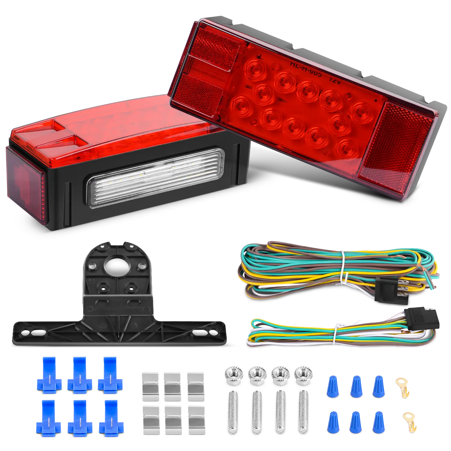 Waterproof Low Profile Rectangular LED Trailer Lights Kit - Submersible LED Tail Lights for Boat Trailers, Utility Trailers & Dump Trailers - Durable & Bright for Safe Night Towing