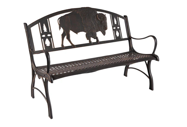 Premium Outdoor Bison Bench - Heavy Duty All-Weather Wooden Park Bench for Garden, Patio & Backyard - Perfect for Camping, Picnics & Relaxing Outdoors