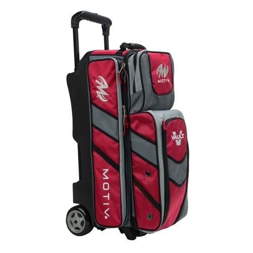 Motiv Vault Triple Roller Bowling Bag - Red | 3 Ball Capacity | Durable Wheels for Easy Transport | Perfect for League Play & Tournaments