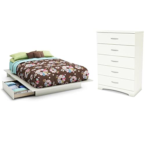 Home Square 2-Piece Queen Size Bedroom Set with Storage Bed & 5-Drawer Dresser - Space Saving Solution for Small Bedrooms & Guest Rooms
