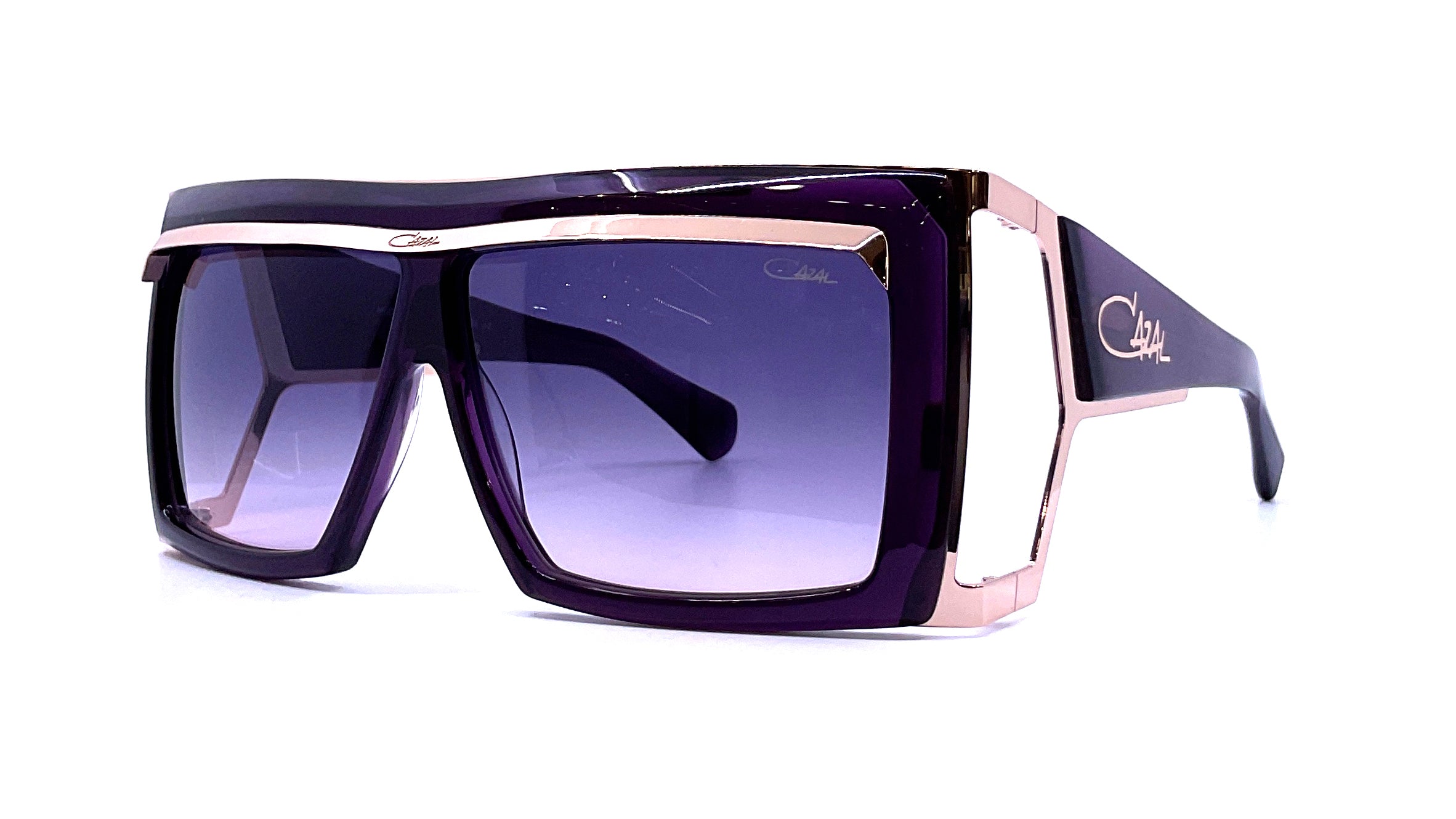 Cazal 300 Sunglasses - Aubergine & Rose Gold Frame, UV Protection, Retro Style for Men & Women - Perfect for Outdoor Activities, Fashion & Travel