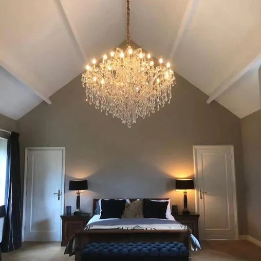 25-Light Crystal Chandelier in Gold/Chrome Finish - Luxury Ceiling Lighting Fixture for Dining Room, Living Room & Bedroom Decor