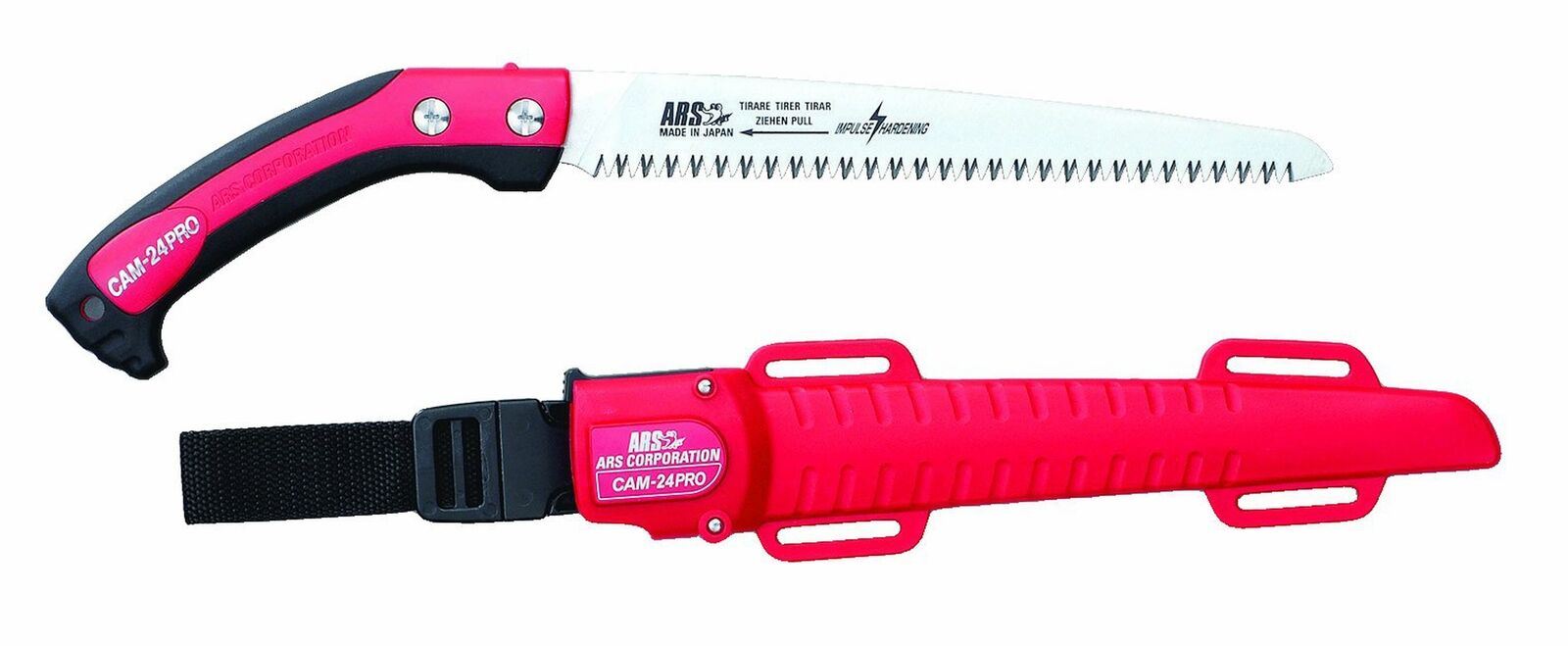 ARS SACAM24PRO Professional Folding Pruning Saw with Scabbard - 10 Inch Curved Blade for Tree Trimming, Gardening & Outdoor Use - Perfect for Arborists, Landscapers & DIY Projects
