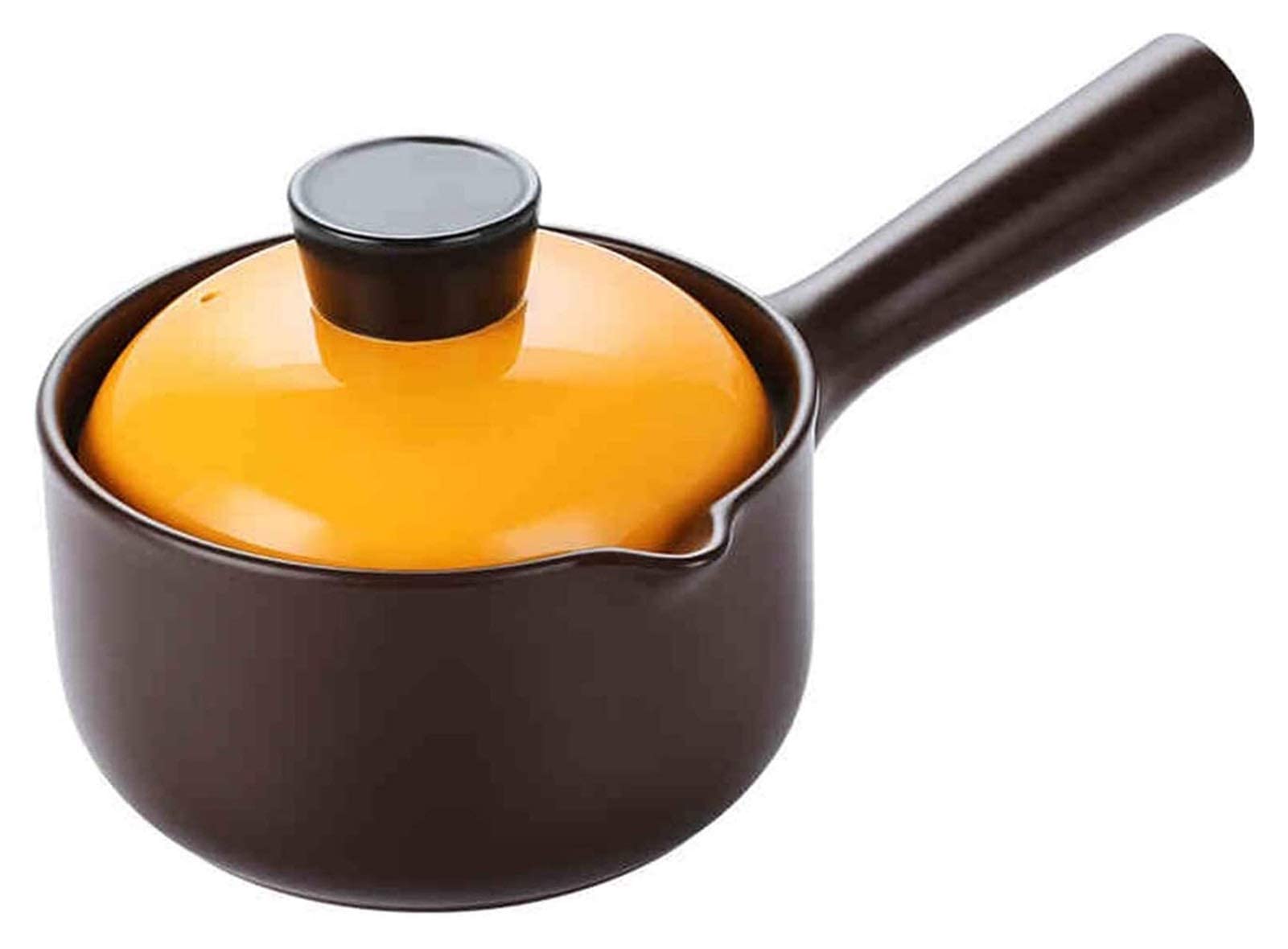 Premium 1L NC Clay Pot - Ceramic Mini Casserole for Healthy Cooking | Non-Stick Baby Milk Pan with Long Handle | Perfect for Soups, Stews & Baby Food Preparation