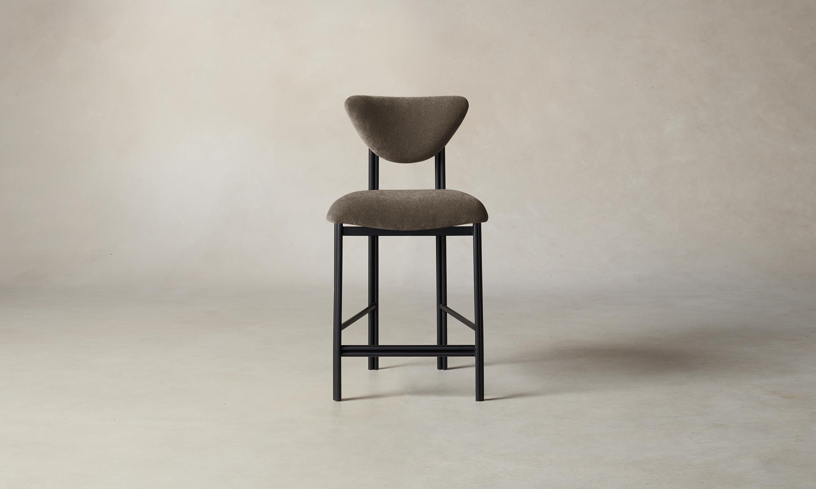 Premium Mohair Mink Counter Stool - Modern Bar Stool with Backrest for Kitchen Island, Breakfast Nook & Home Decor - Comfortable Dining & Seating Solution