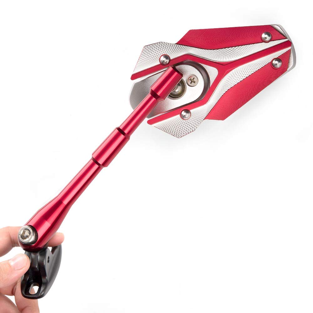 KiWAV Viper Red Motorcycle Mirrors with Black Adapter - Fairing Mount Compatible for Ducati Panigale | Durable & Stylish Upgrade for Sport Bikes - Perfect for Racing & Urban Riding