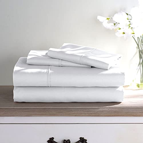 Luxury 600-Thread-Count 100% Egyptian Cotton Sheet Set - Super Soft, Cooling & Breathable - 4-Piece XL Deep Pocket Bedding for 28