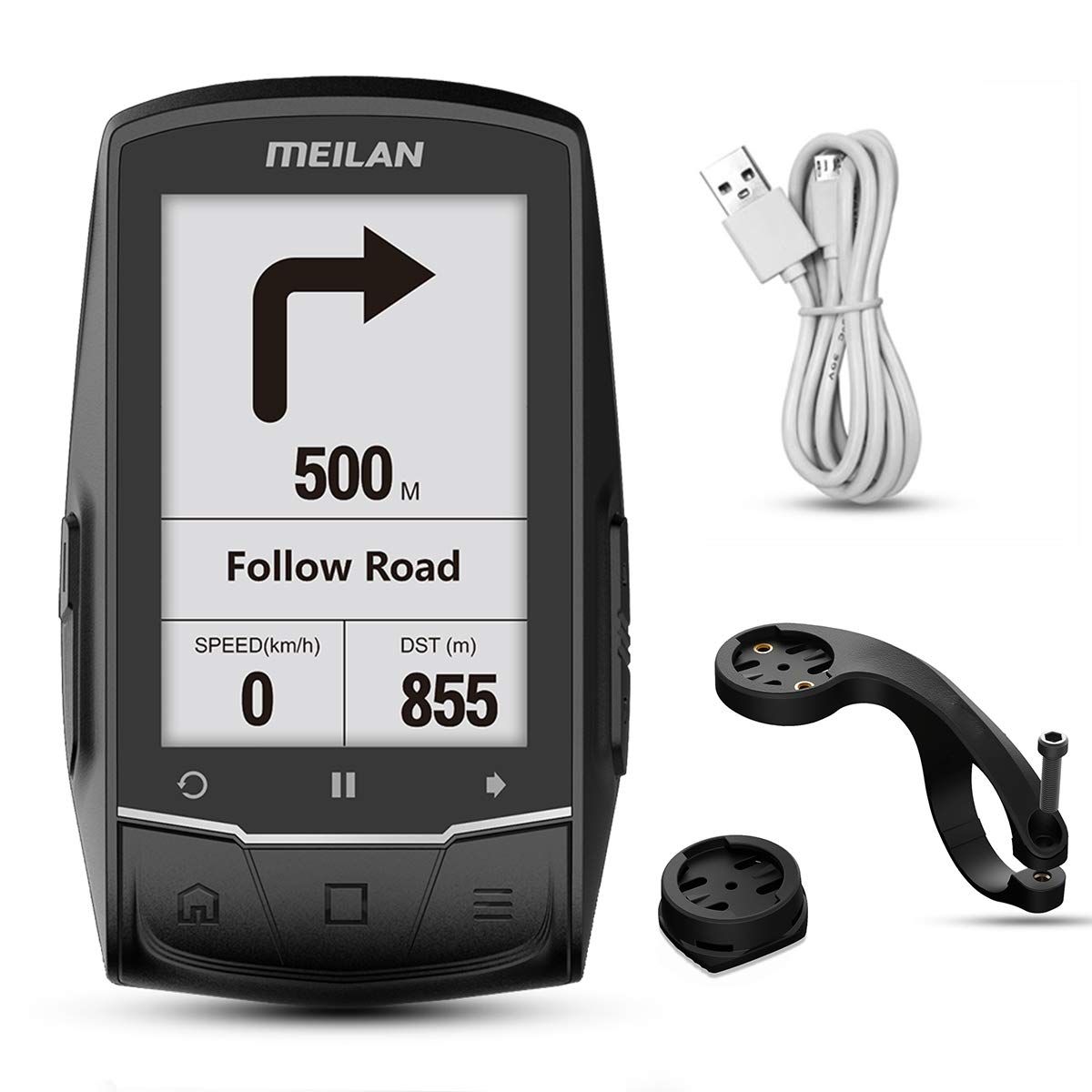 MEILAN Finder GPS Bike Computer - ANT+/BLE Speed, Cadence, Heart Rate Monitor & Power Meter - Turn-by-Turn Navigation for Road & Mountain Biking - No Offline Maps - Perfect for Cycling Training & Outdoor Adventures
