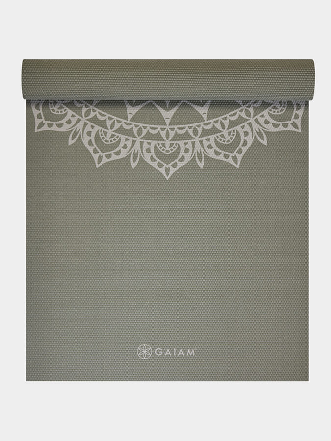 Gaiam Olive Marrakesh Yoga Mat 5mm - Non-Slip Eco-Friendly Exercise Mat for Yoga, Pilates & Home Workouts - Perfect for Studios, Gyms & Outdoor Use