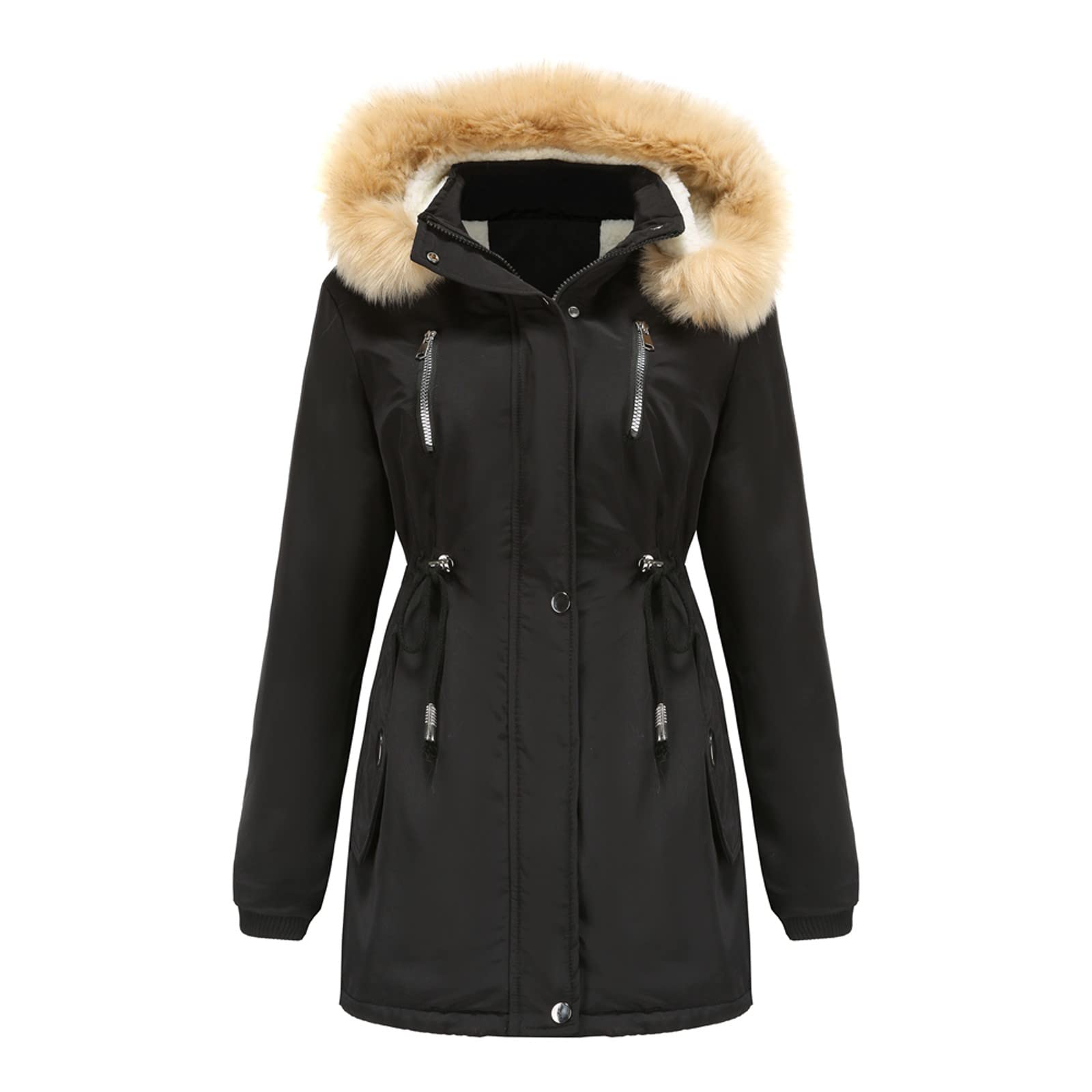 Women's Faux Fur Hooded Winter Coat - Thick Puffer Parka Jacket with Down Lining for Extreme Cold Weather | Perfect for Snowy Days, Skiing & Outdoor Activities